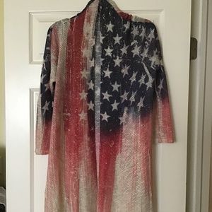 Reba USA Flag Print Duster/Cardigan